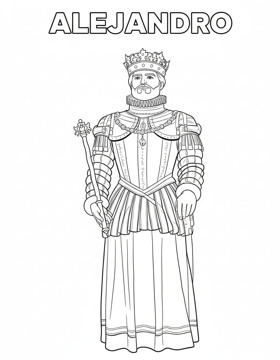 Rey de Occidente Alejandro para colorear
